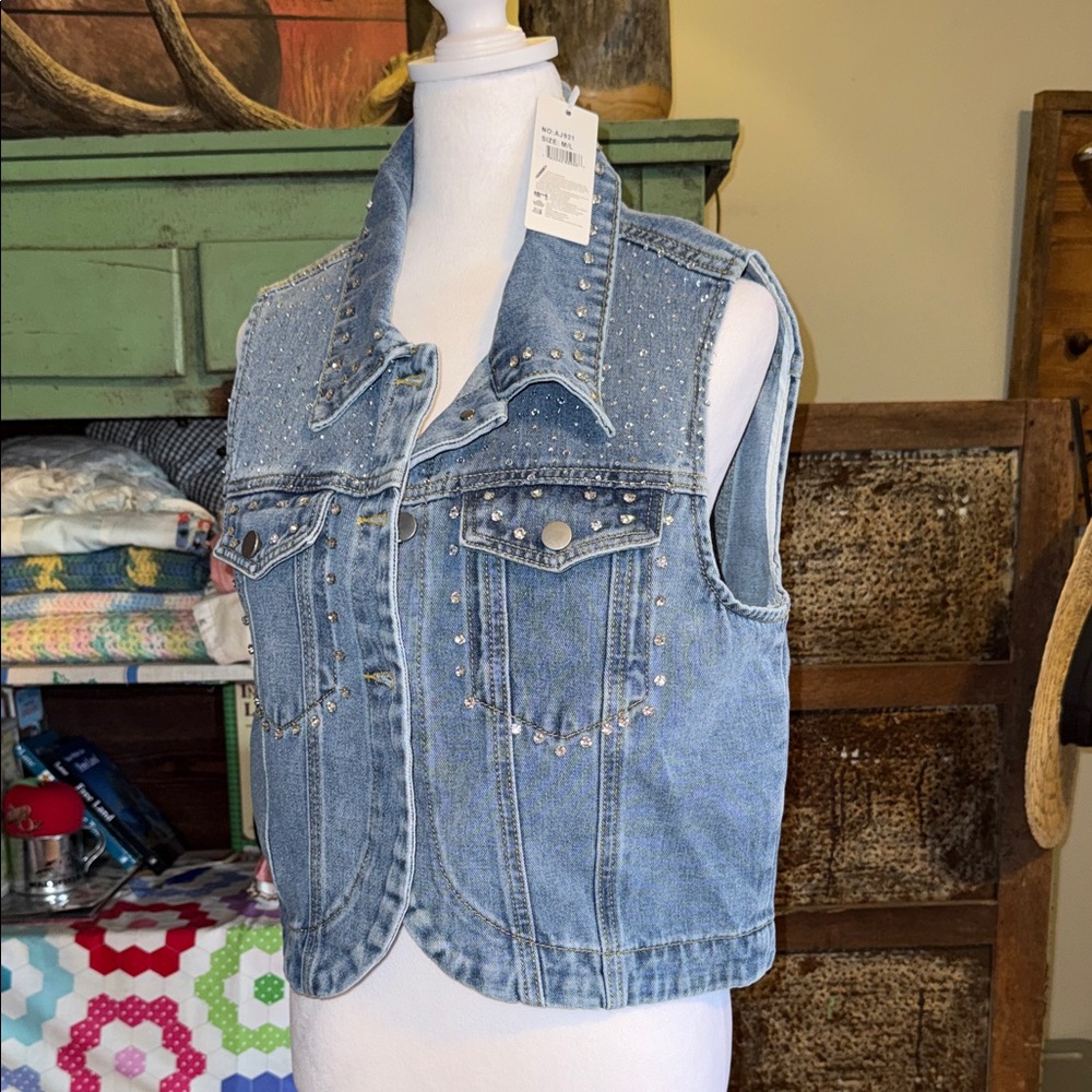 Studded Denim Vest